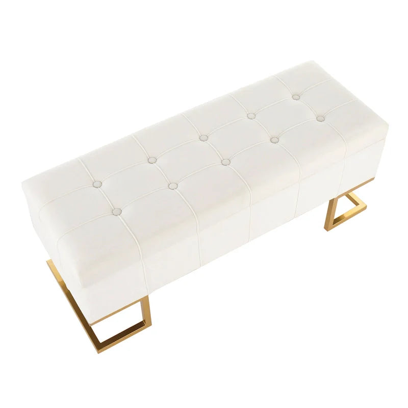 Silver Orchid Crossgar Velvet Storage Bench with Flip-Top Lid