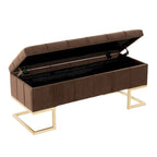 Silver Orchid Crossgar Velvet Storage Bench with Flip-Top Lid