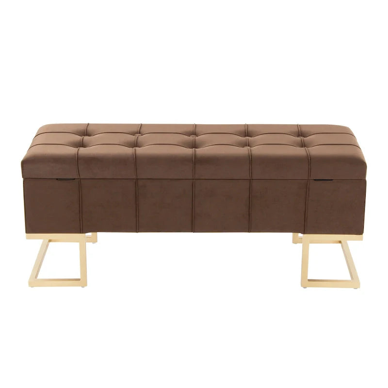 Silver Orchid Crossgar Velvet Storage Bench with Flip-Top Lid