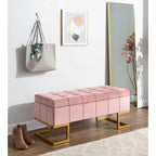 Silver Orchid Crossgar Velvet Storage Bench with Flip-Top Lid