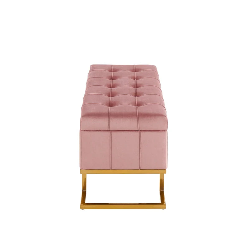 Silver Orchid Crossgar Velvet Storage Bench with Flip-Top Lid