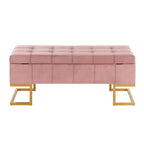 Silver Orchid Crossgar Velvet Storage Bench with Flip-Top Lid