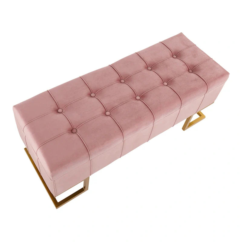 Silver Orchid Crossgar Velvet Storage Bench with Flip-Top Lid