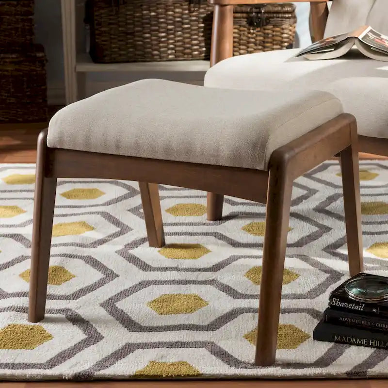Carson Carrington Forssa Mid-century Walnut Upholstered Ottoman