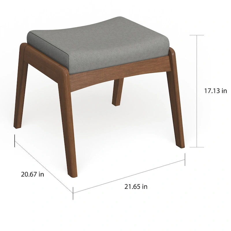 Carson Carrington Forssa Mid-century Walnut Upholstered Ottoman