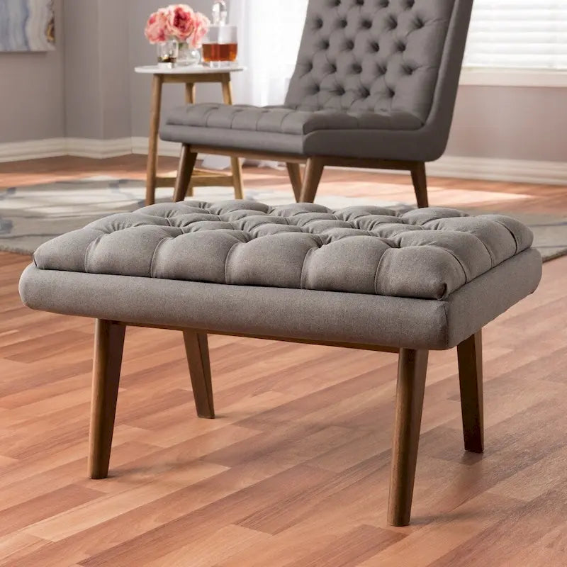 Mid-Century Upholstered Ottoman by Baxton Studio