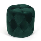 Adeco Tufted Round Ottoman - Upholstered Ottoman Footstool Foot Rest