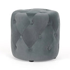 Adeco Tufted Round Ottoman - Upholstered Ottoman Footstool Foot Rest