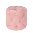 Adeco Tufted Round Ottoman - Upholstered Ottoman Footstool Foot Rest