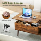 Lift Top Coffee Storage Wood Tables with Hidden Compartment