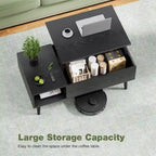 Lift Top Coffee Storage Wood Tables with Hidden Compartment