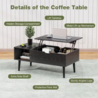 Lift Top Coffee Storage Wood Tables with Hidden Compartment