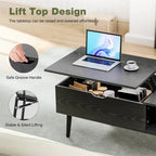 Lift Top Coffee Storage Wood Tables with Hidden Compartment