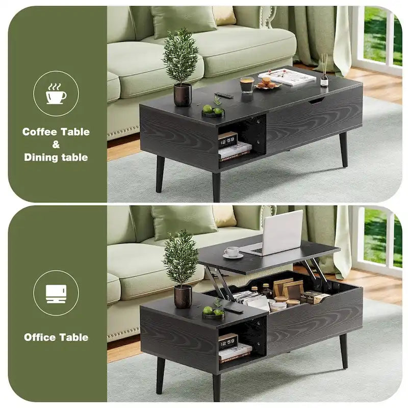 Lift Top Coffee Storage Wood Tables with Hidden Compartment