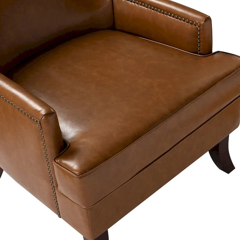 Angeles Mid-century Modern Ergonomic Vegan Leather Armchair with Wingback Set of 2 by HULALA HOME