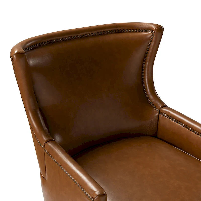 Angeles Mid-century Modern Ergonomic Vegan Leather Armchair with Wingback Set of 2 by HULALA HOME