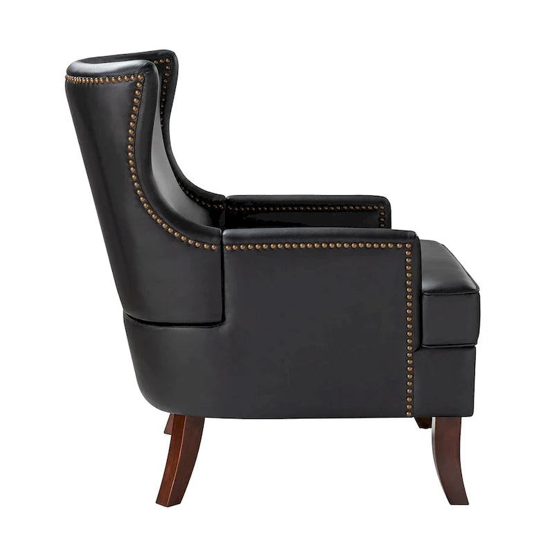Angeles Mid-century Modern Ergonomic Vegan Leather Armchair with Wingback Set of 2 by HULALA HOME