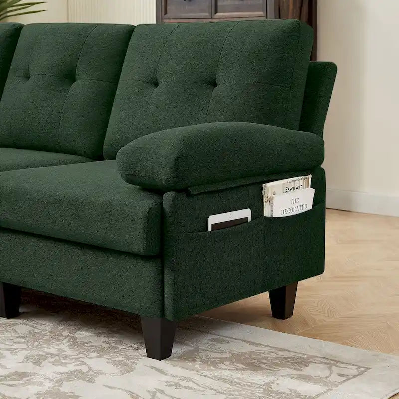 86.22 L Shaped Sectional Sofa with Side Storage Pockets