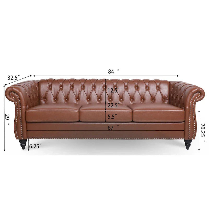 Comfortable 3-Seater Sofa with Fashion Striped Seat Cushion