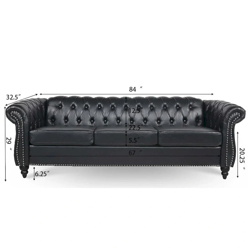 Comfortable 3-Seater Sofa with Fashion Striped Seat Cushion