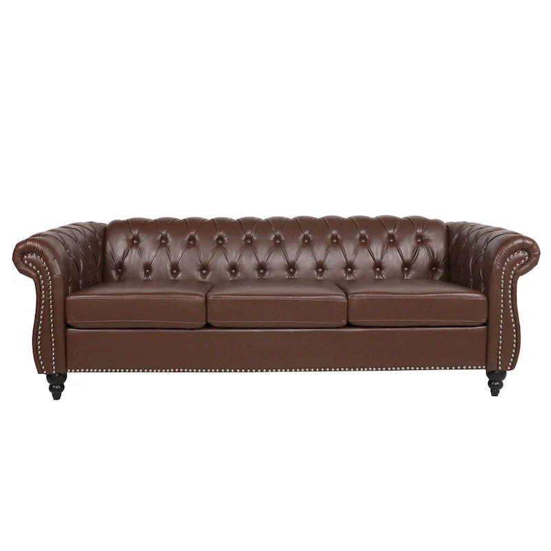 Comfortable 3-Seater Sofa with Fashion Striped Seat Cushion
