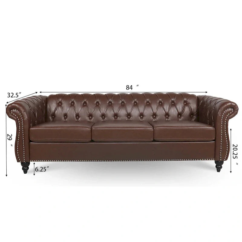 Comfortable 3-Seater Sofa with Fashion Striped Seat Cushion