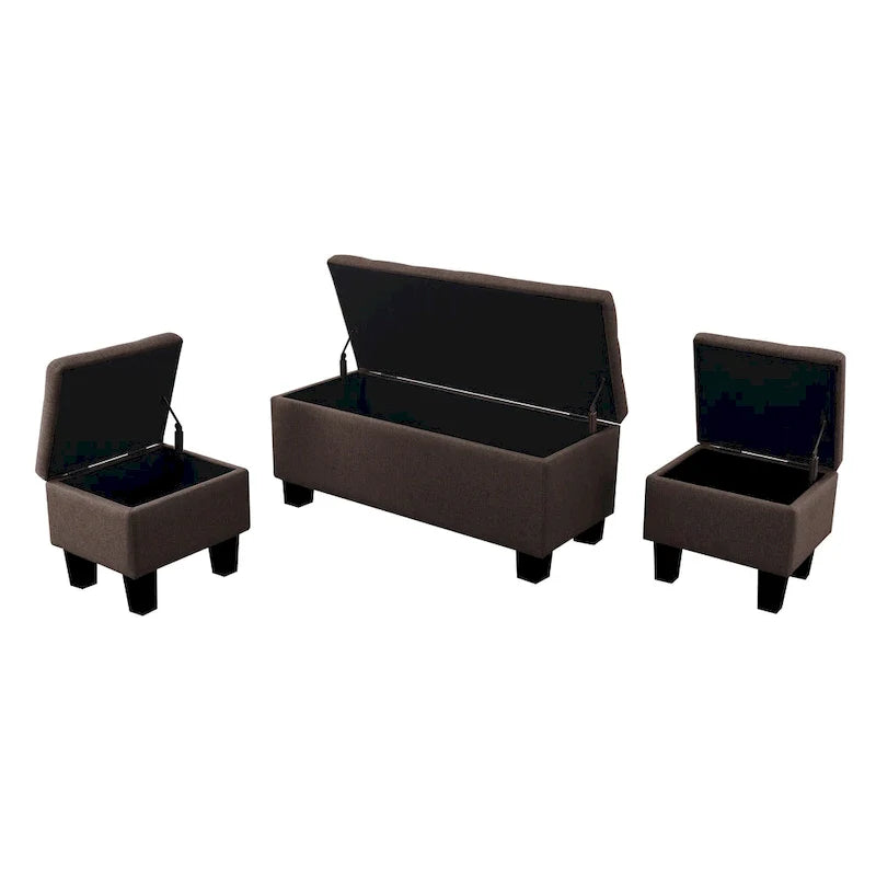 Mid-Century Modern Tufted Storage Lift Top Bench