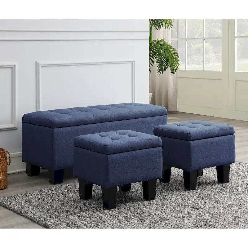 Mid-Century Modern Tufted Storage Lift Top Bench