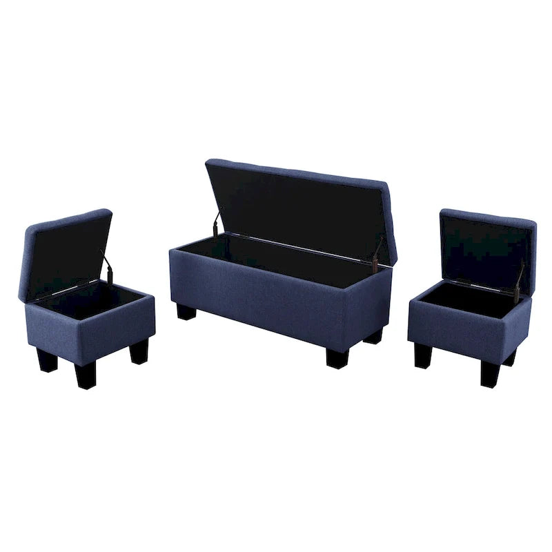Mid-Century Modern Tufted Storage Lift Top Bench