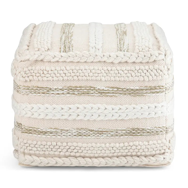 WYNDENHALL Silva Boho Square Pouf in Handloom Woven Pattern
