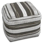 WYNDENHALL Silva Boho Square Pouf in Handloom Woven Pattern