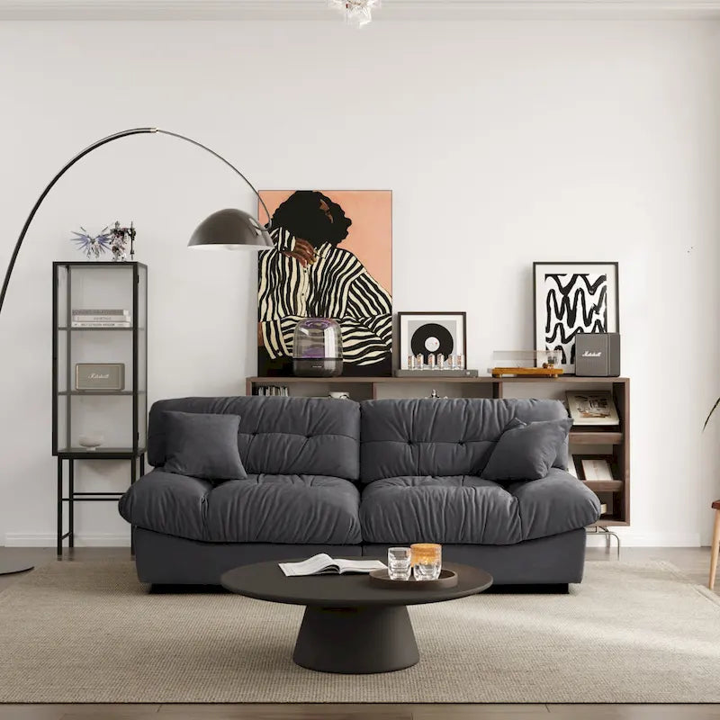89 Suede Sectional Sofa Cloud Shape Couch for Living Room