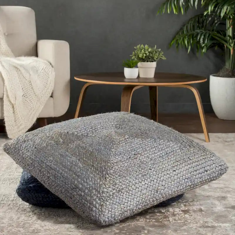 The Curated Nomad Faxon Textured Jute Pouf/ Floor Pillow