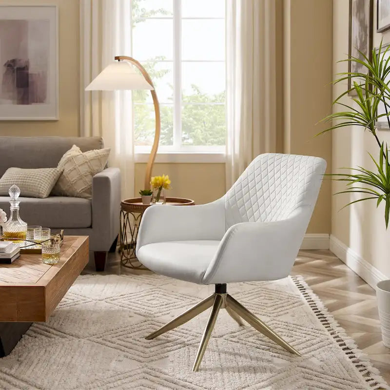 Art Leon Faux Leather Swivel Accent Arm Chair