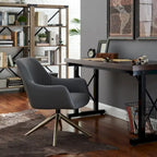 Art Leon Faux Leather Swivel Accent Arm Chair