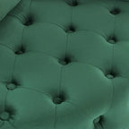 Living Room Velvet Swivel Chair with Button Tufted Design, 3 Pillows & Movable Wheels