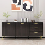 Buffet Sideboard Cabinet with 3 Drawers & 2 Doors, Espresso/White