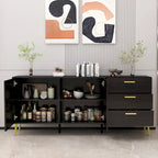 Buffet Sideboard Cabinet with 3 Drawers & 2 Doors, Espresso/White
