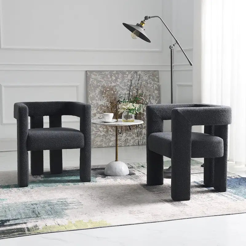 KINWELL 24 Wide Boucle Upholstered Armchair (Set of 2)