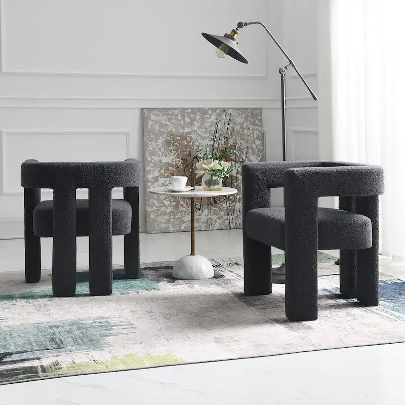 KINWELL 24 Wide Boucle Upholstered Armchair (Set of 2)