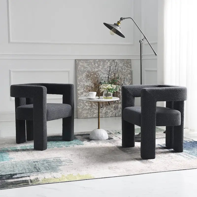 KINWELL 24 Wide Boucle Upholstered Armchair (Set of 2)