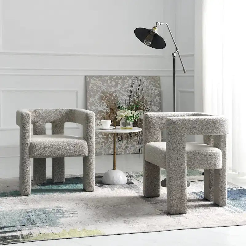 KINWELL 24 Wide Boucle Upholstered Armchair (Set of 2)