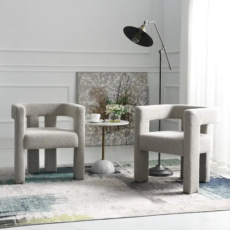 KINWELL 24 Wide Boucle Upholstered Armchair (Set of 2)