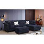 Diego 103.5 Fabric Sectional Sofa with Right Facing Chaise, Storage Ottoman, and 2 Accent Pillows
