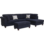 Diego 103.5 Fabric Sectional Sofa with Right Facing Chaise, Storage Ottoman, and 2 Accent Pillows