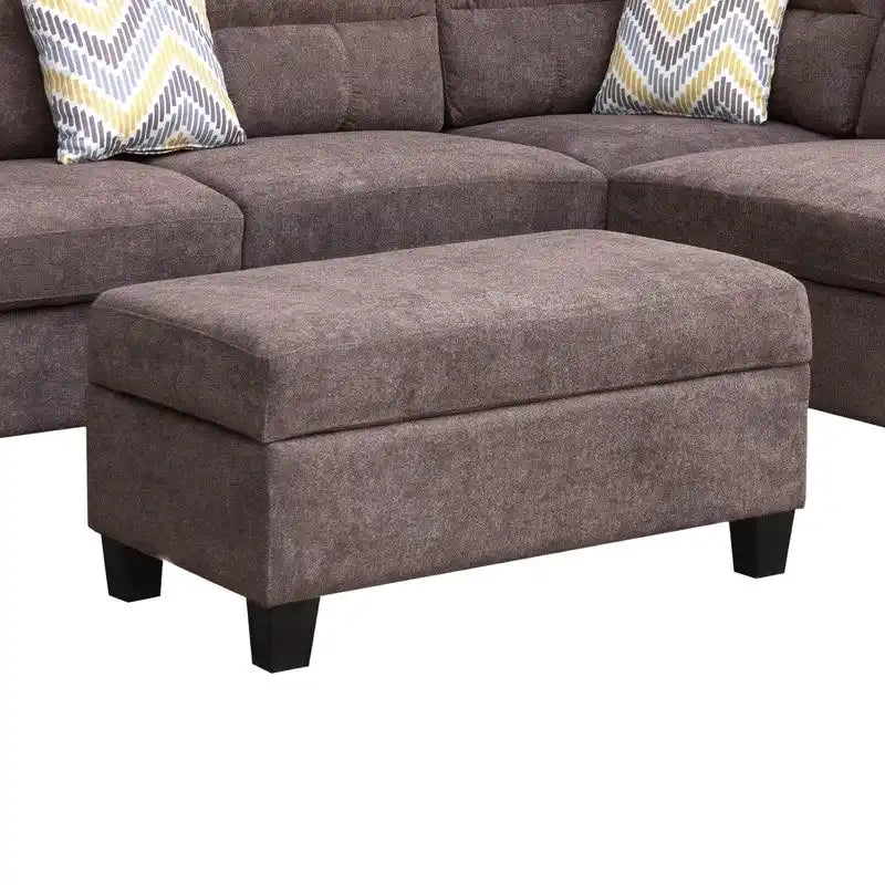 Diego 103.5 Fabric Sectional Sofa with Right Facing Chaise, Storage Ottoman, and 2 Accent Pillows