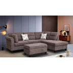 Diego 103.5 Fabric Sectional Sofa with Right Facing Chaise, Storage Ottoman, and 2 Accent Pillows