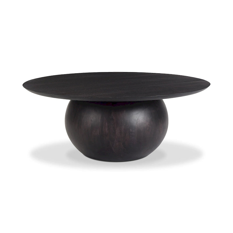 Aurelle Home Modern Solid Acacia Wood Round Base Coffee Table