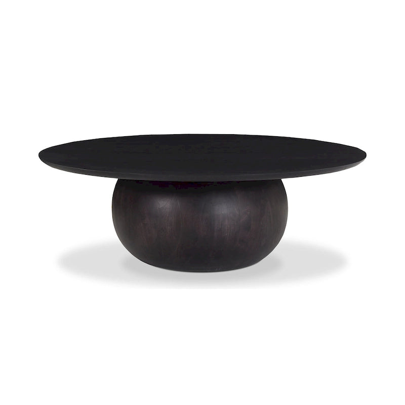 Aurelle Home Modern Solid Acacia Wood Round Base Coffee Table