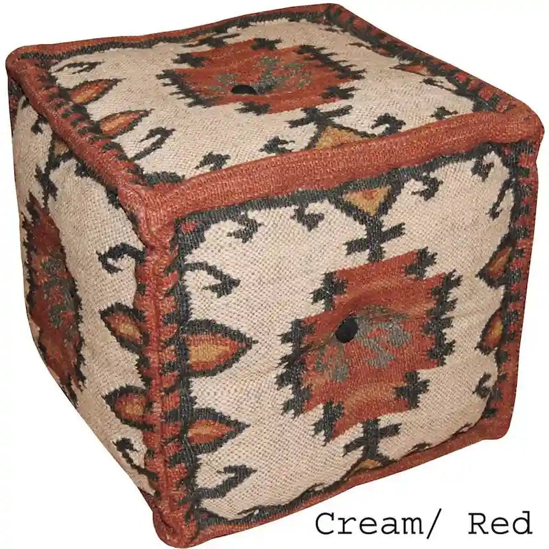 HERAT ORIENTAL Handmade Indo Wool and Jute Kilim Pouf